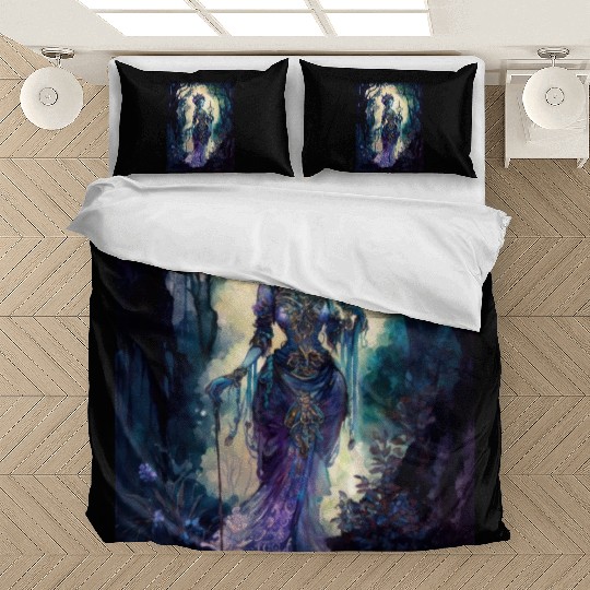 Asian Nature Goddess - Dark Woodland Witchy Forest Bedding Sets