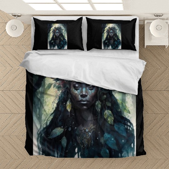 Black Nature Goddess - African American, Woodland Bedding Sets