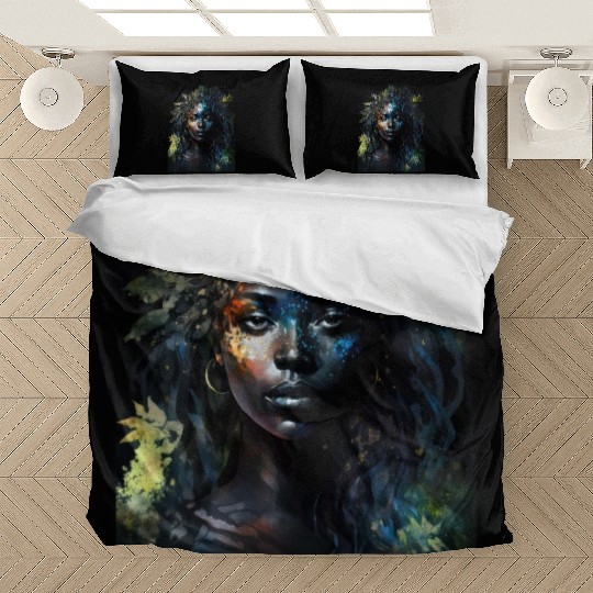 Black Nature Goddess - African American, Woodland Bedding Sets