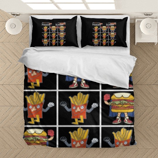 Tic Tac Toe French Fries Chips vs. Burger Bedding Sets