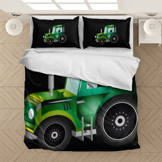 green 3D tractor for tractor and farm fans Bedding Sets