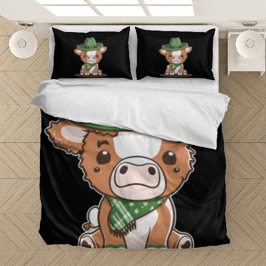 Kawaii cow with scarf St. Patrick's Day Bedding Sets