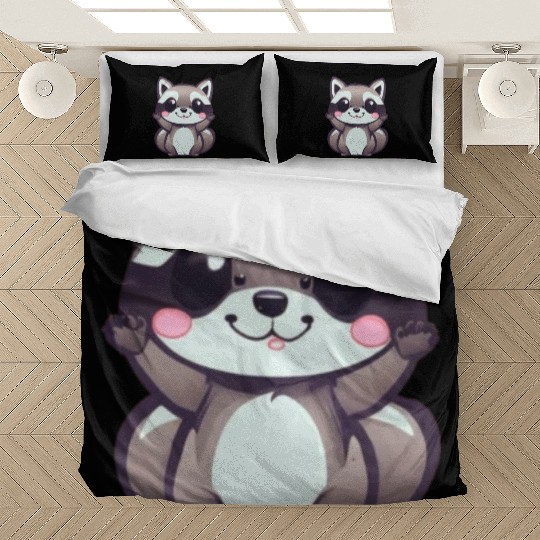 cute chibi raccoon Bedding Sets