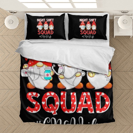 Funny Gnome Night Shift Squad CNA Life Nurse Valen Bedding Sets