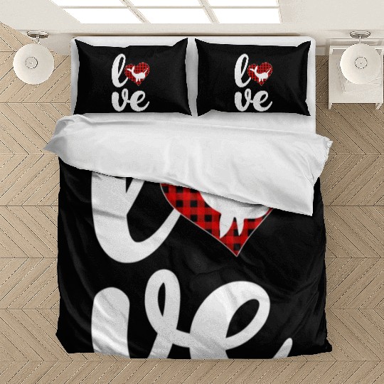 Narwhal Fish Lover Buffalo Plaid Love Narwhal Vale Bedding Sets
