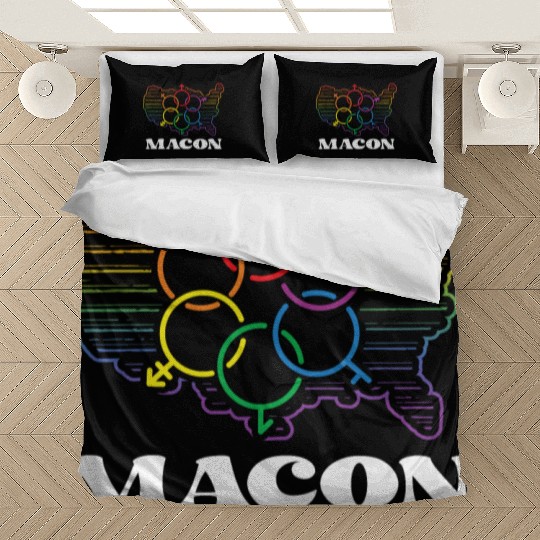 Macon Pride Month Pride Flag LGBT Community LGBTQ Bedding Sets