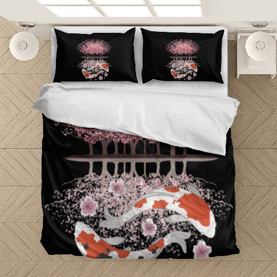 Koi Sakura Tree Upside Down Cherry Blossom Japanes Bedding Sets