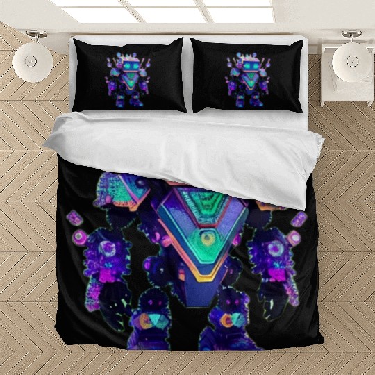 Gemstone Guardian Robot Made of Sparkling Crystals Bedding Sets