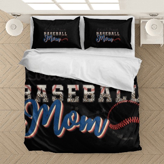 Loud Proud Baseball mom leopard mother's day Bedding Sets