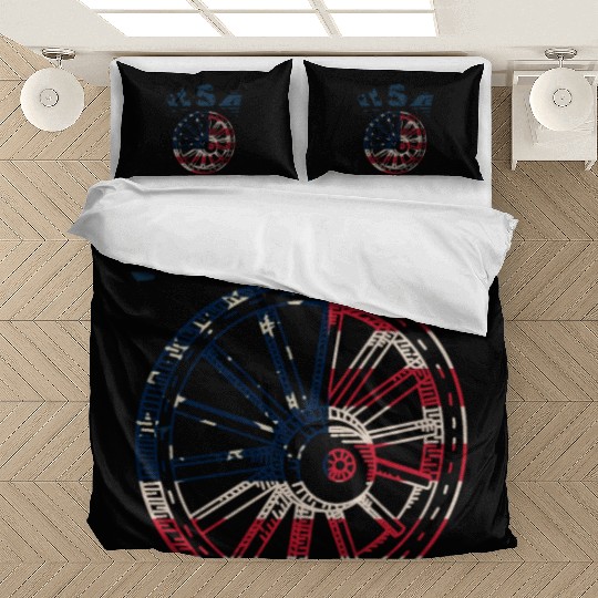 USA Flag Wild West Cart Wheel American Patriotic Bedding Sets