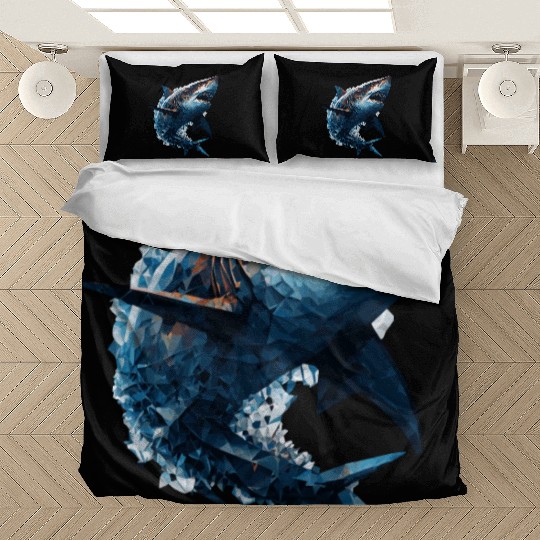 Geometric Shark Head Abstract Polygonal Wild Anima Bedding Sets