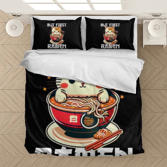 But First Ramen Cat Japanese Tokyo Ramen Noodles Bedding Sets