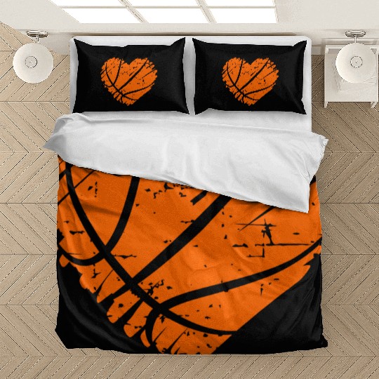 I Love Basketball with Heart Shape Bedding Sets