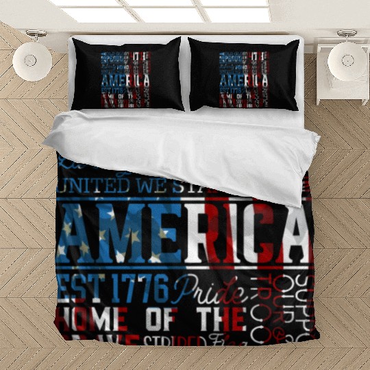 Patriotic Veteran USA Flag American Memorial Day Bedding Sets