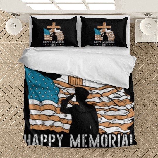 Patriotic Veteran USA Flag American Memorial Day Bedding Sets