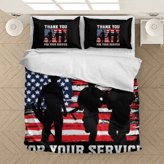 Patriotic Veteran USA Flag American Memorial Day Bedding Sets