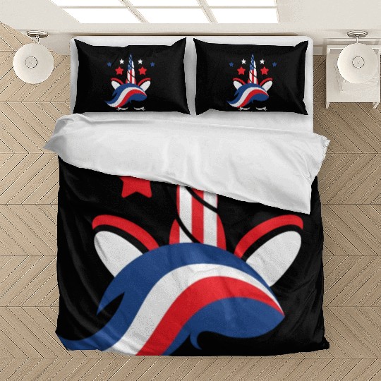 Patriotic America USA Flag 4th Of July Unicorn Bedding Sets