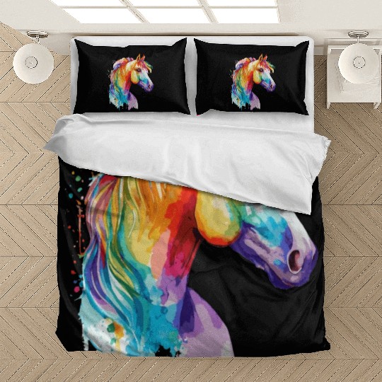 Watercolor Horse Pony Colorful Pet Ponys Lover Bedding Sets