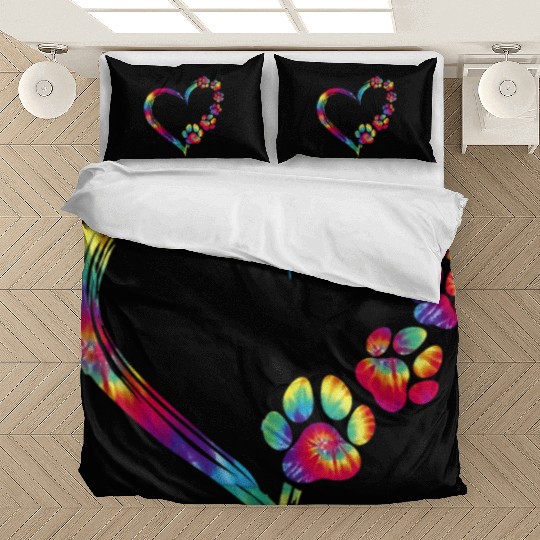 Dog Mom Dad Puppy Love Dogs Paw Print Heart Bedding Sets