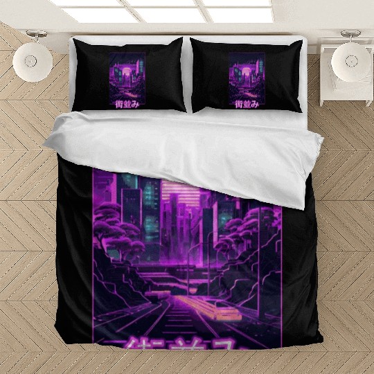 Japanese Tokyo City Vaporwave Aesthetic Retro Synt Bedding Sets