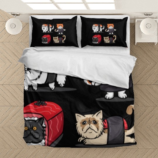 Sushi Persian Cat for Funny Cat Lover Bedding Sets