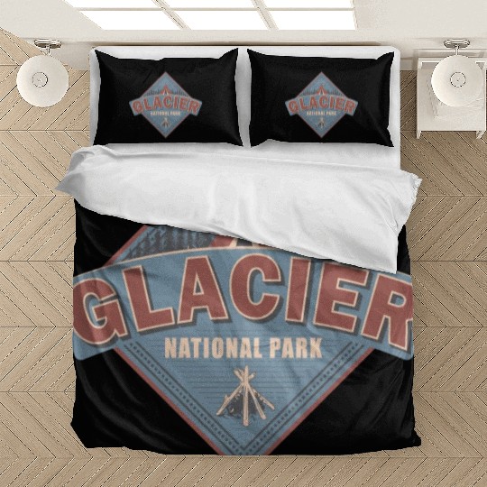 Glacier National Park Montana Vintage US Camping Bedding Sets