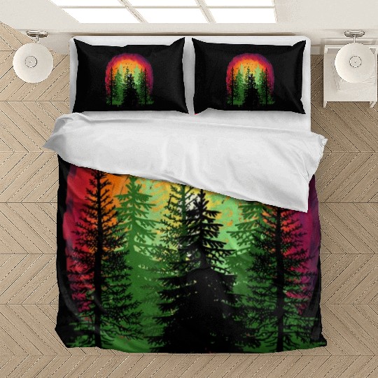 Forest sunrise sunset nature trees Bedding Sets
