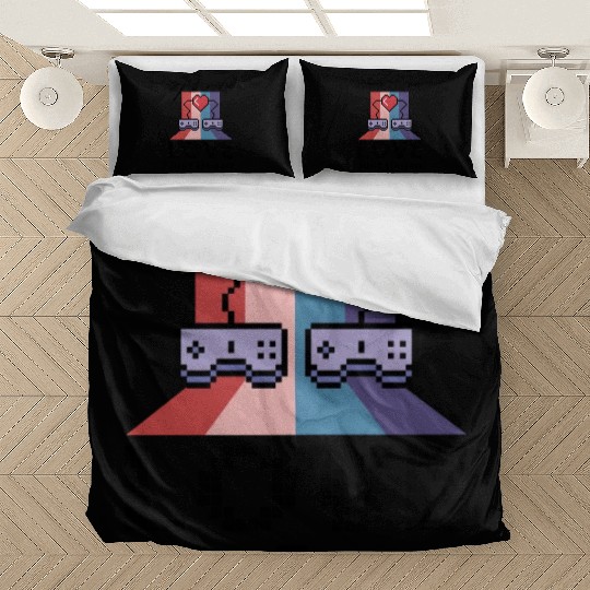 Valentine's Day Gamer Playing Video Game Couples Bedding Sets
