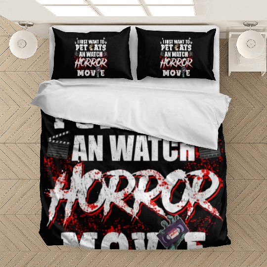 Funny Horror Movie Fan Halloween Cat Lover Gift Bedding Sets