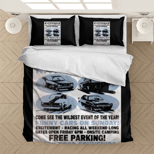 Vintage Hot Rod Classic Drag Racing Poster Bedding Sets