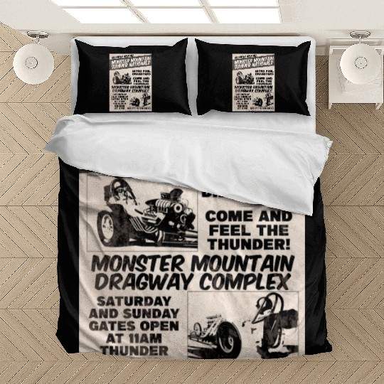 Vintage Hot Rod Classic Drag Racing Poster Bedding Sets