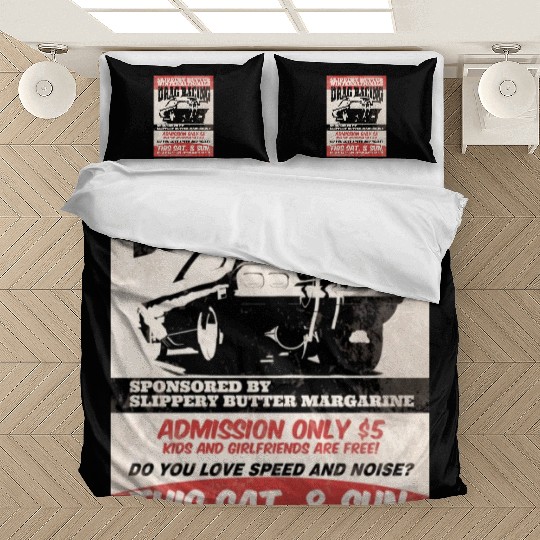 Vintage Hot Rod Classic Drag Racing Poster Bedding Sets