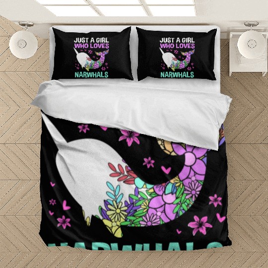 Just A Girl Who Loves Narwhals Sea Unicorn Narwhal Bedding Sets