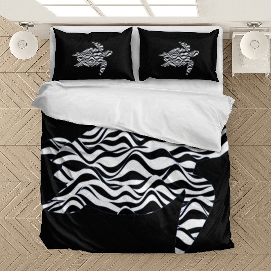 Ocean Sea Turtle, Beautiful white Foamed Waves of Bedding Sets