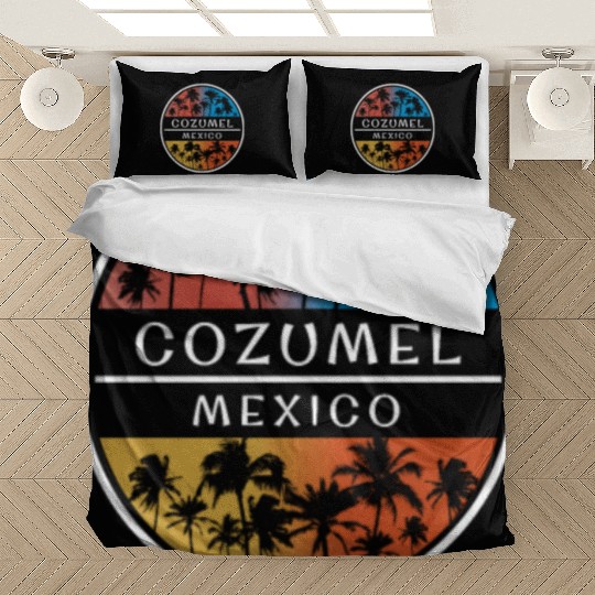 Cozumel Mexico Stylish Vacation Souvenir Palm Tree Bedding Sets