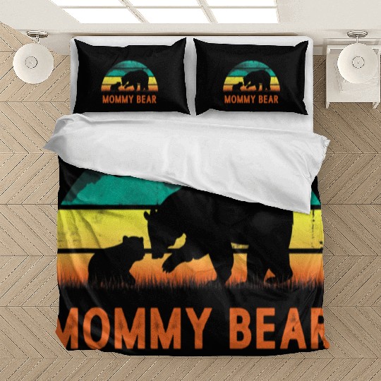 Mommy Bear One Cub Vintage Sunset Mother's Day Bedding Sets