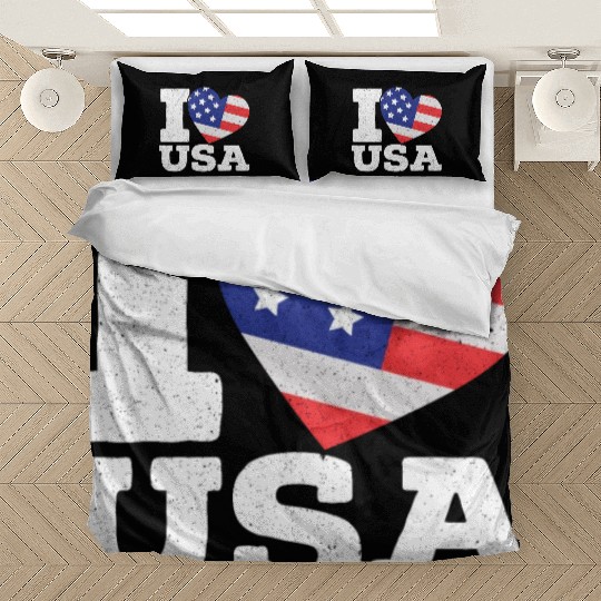 Patriotic America I Love USA Flag 4th Of July Bedding Sets