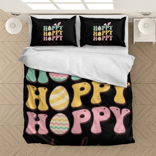 Easter Teacher Bunny Happy Easter Egg Retro Girl Bedding Sets
