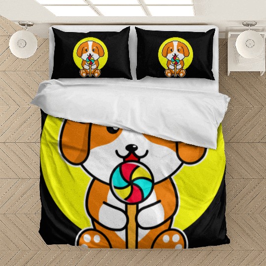 Cute Dog Eating Candy Pet Lover Bedding Sets