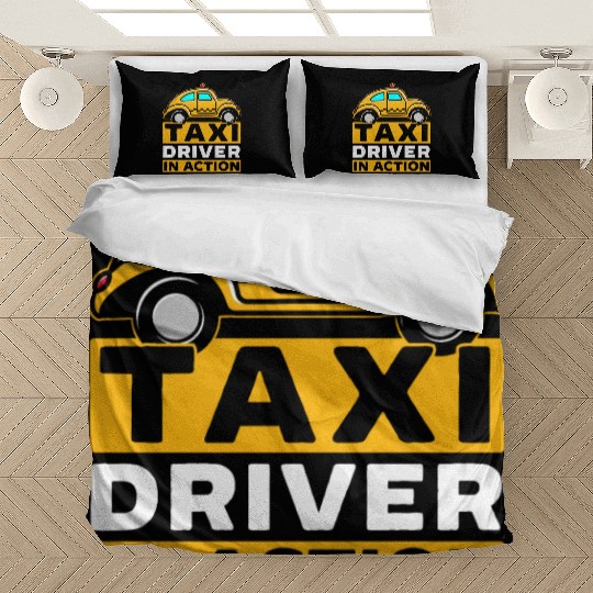 Taxi Driver In Action Taxicab Cab Driver Cabbie Bedding Sets