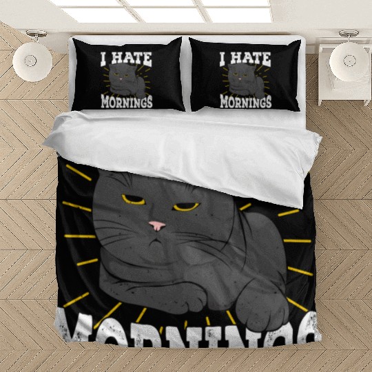 I Hate Mornings Cat Long Sleeper Gift Bedding Sets