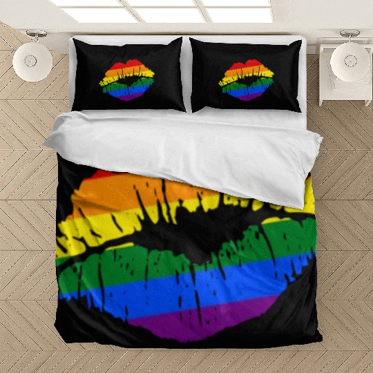 Artistic Gay Pride Rainbow Flag LGBTQ Lips Bedding Sets