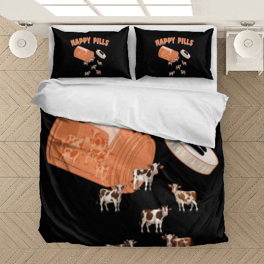 Happy Pills Cow Funny Farm Animal Lovers Humor Bedding Sets