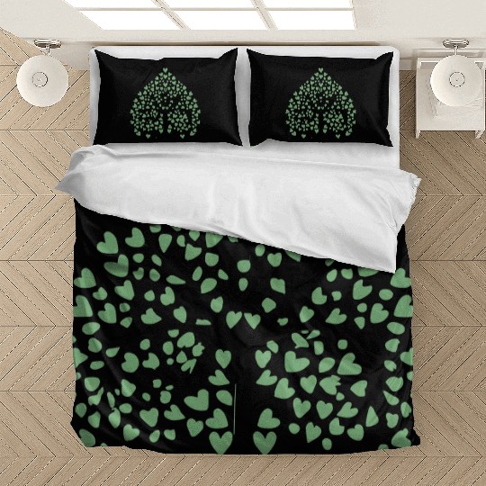 Tree of Life with Hearts Two Color Vector Bedding Sets
