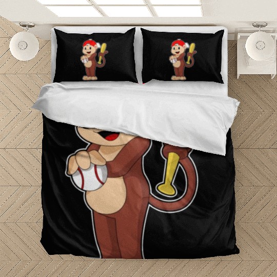 Monkey At Baseball With Baseball Bat Bedding Sets