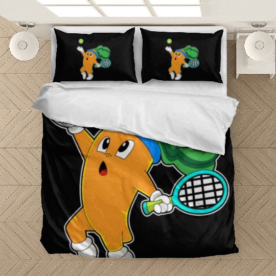 Carrot At Tennis With Tennis Racket Bedding Sets