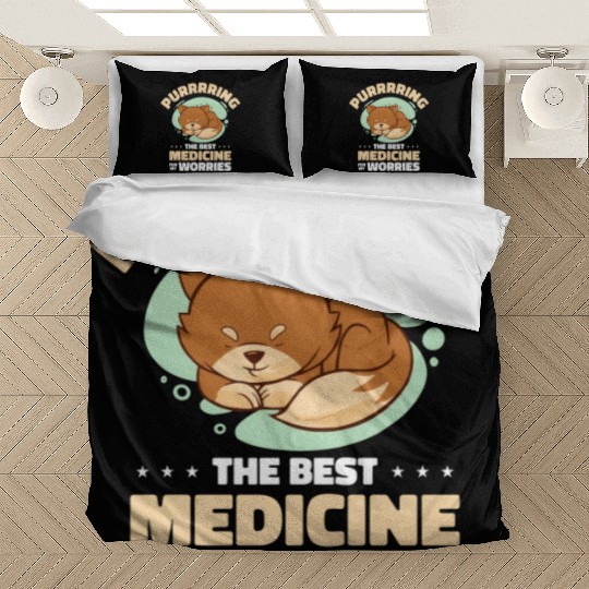 Best Medicine Purring Cat Positivity Cat Lover Bedding Sets