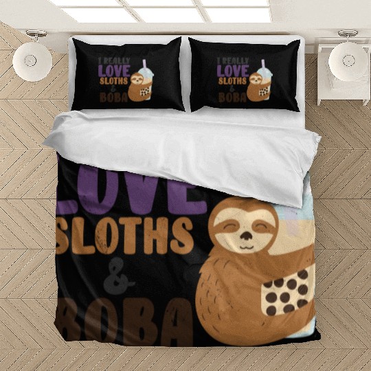 Cute Lazy Sloth Boba Tea Sweet Bubble Tea Bedding Sets