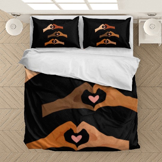 Watercolor Multi Hands Making Hearts Bedding Sets