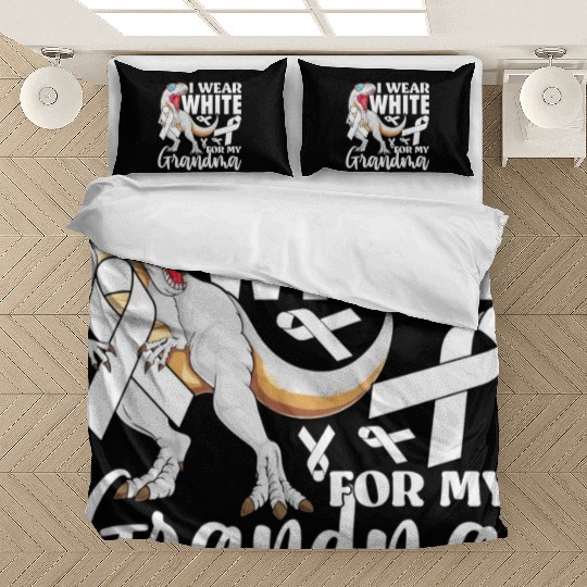 I Wear White For My Grandma Lung Cancer Awareness Bedding Sets